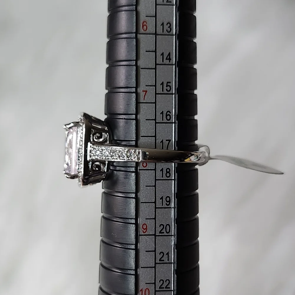 Ring Size 8 RBP2904 Simply Gorgeous- Lab Created Light Rose Quartz on Rhodium - Picture 5 of 6